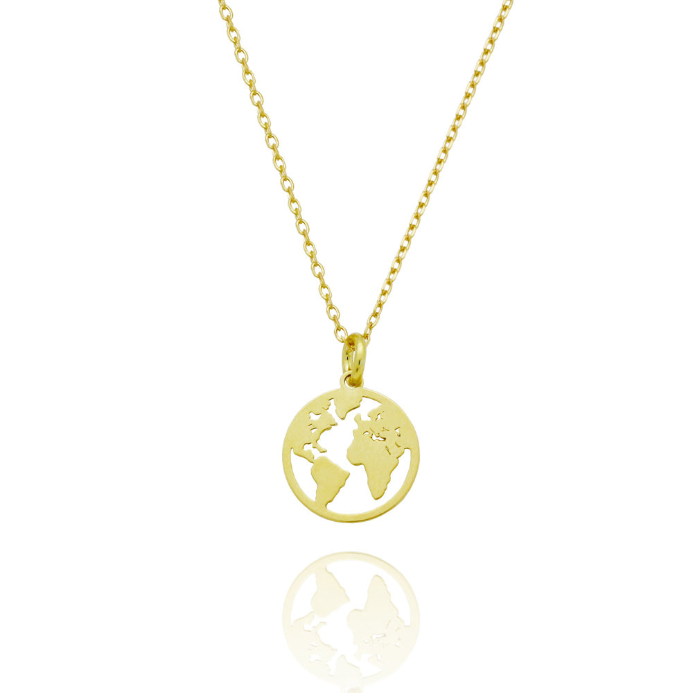 Collar Mundo en Plata de Ley 925 Dorado